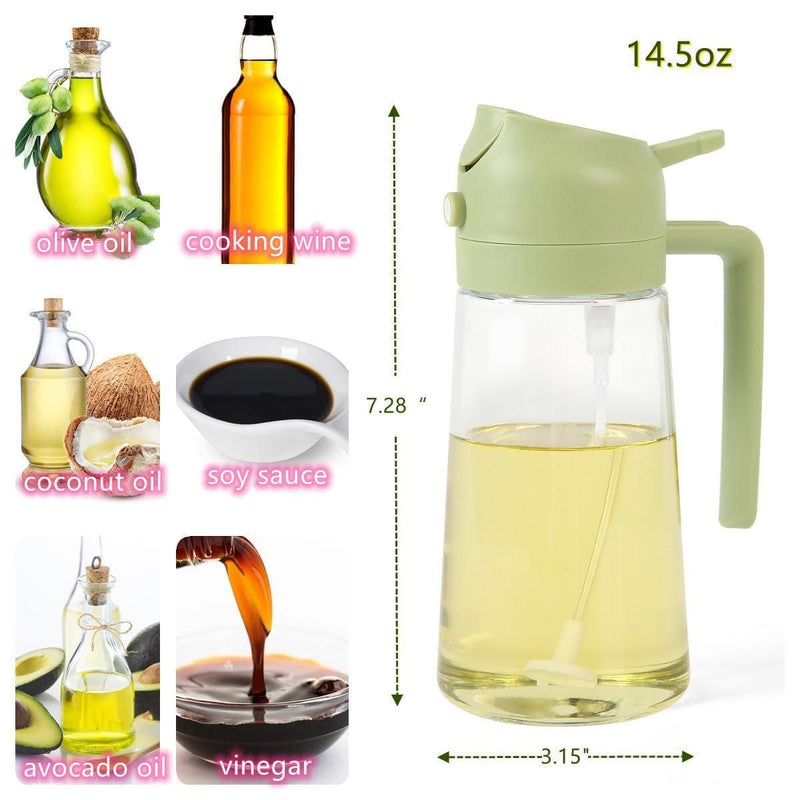 2 In 1 Portable Oil Dispenser - Glass Oil Bottle 500ML