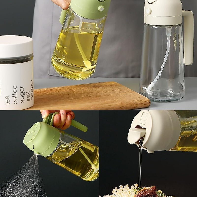 2 In 1 Portable Oil Dispenser - Glass Oil Bottle 500ML