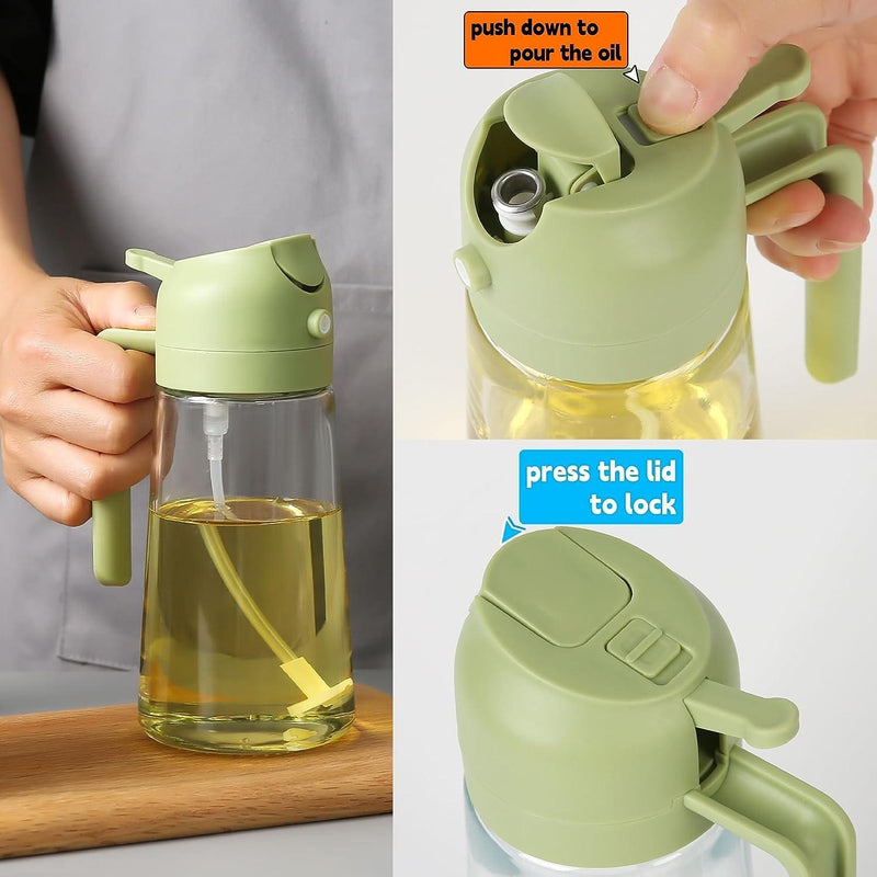 2 In 1 Portable Oil Dispenser - Glass Oil Bottle 500ML