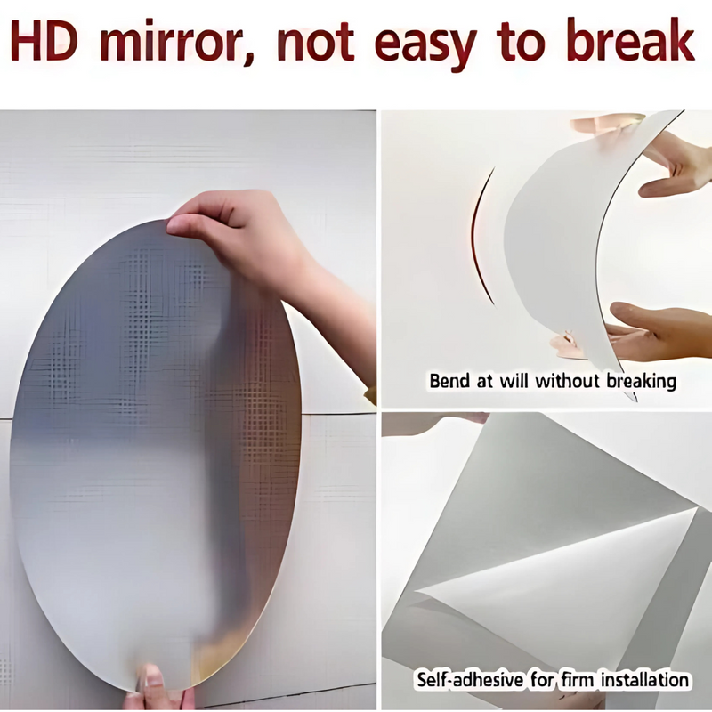 2. Combo Oval & Square Shape Silver 3D Acrylic Unbreakable Mirror(Pack of 2)