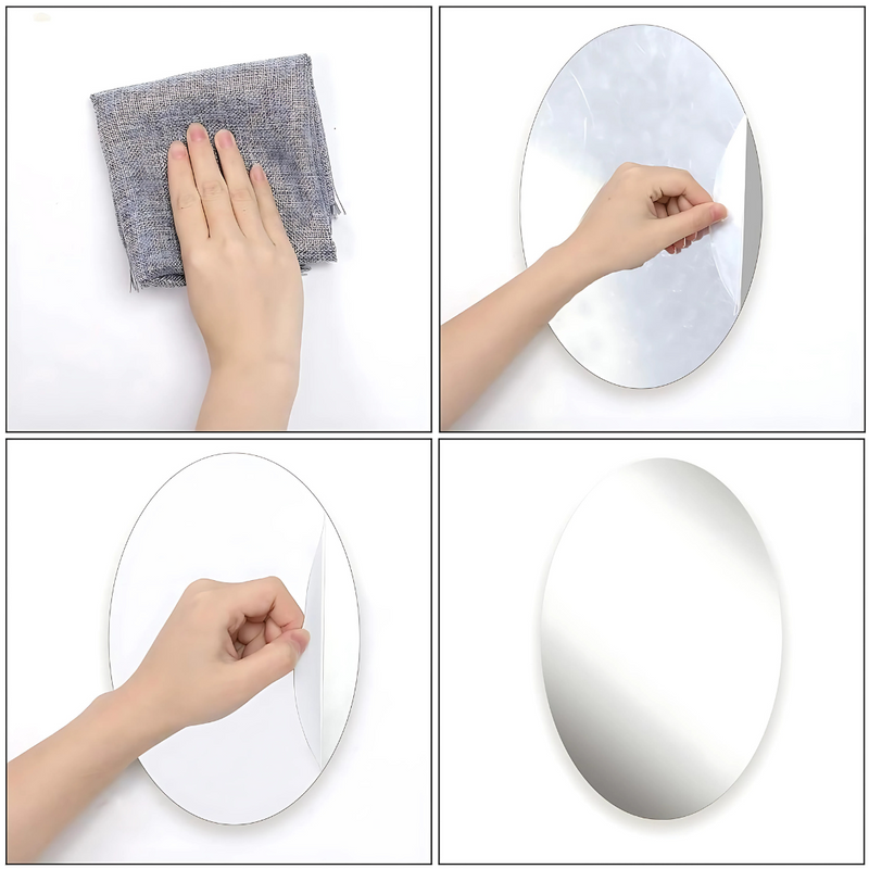 2. Combo Oval & Square Shape Silver 3D Acrylic Unbreakable Mirror(Pack of 2)